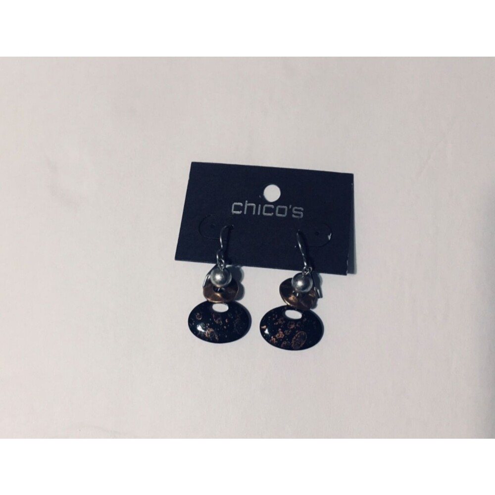 Chico's Dangling Black Gold and Silver Earrings